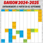 Planning des entrainements Saison 2024-2025