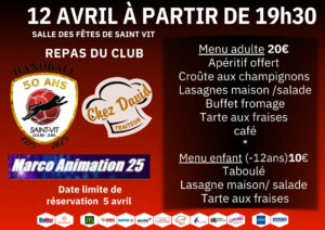 Lire la suite à propos de l’article REPAS DANSANT – Samedi 12 Avril